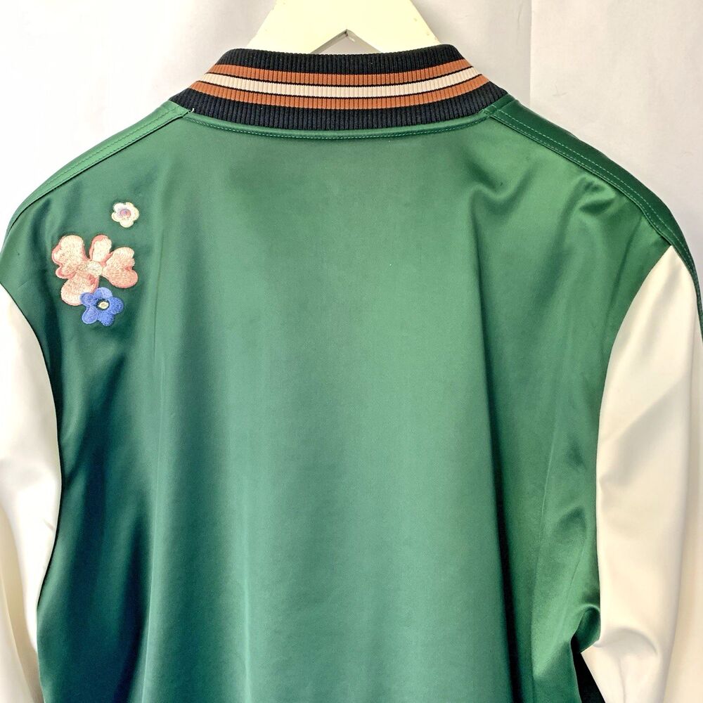 Coach Reversible Souvenir Bomber Jacket Green Floral Signature C Large - Picture 11 of 16